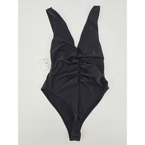 Zara Black Bathing Suit One Piece Swimwear Wide Strap Top Open Women's Size M